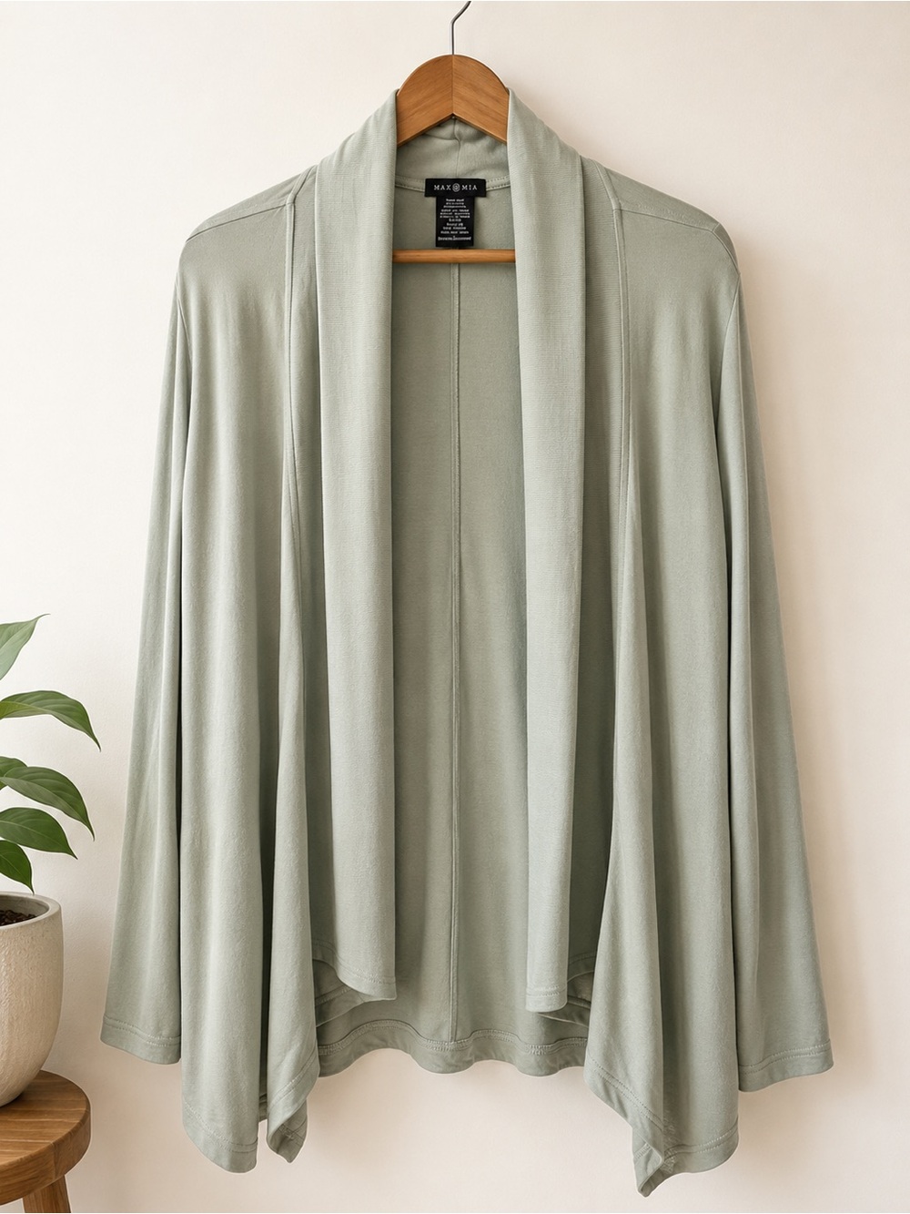 Max & Mia Sage Green Modal Cardigan XL Open Front Soft Stretch Lightweight Layer